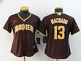 Women Padres 13 Manny Machado Brown Nike 2020 Cool Base Jersey,baseball caps,new era cap wholesale,wholesale hats